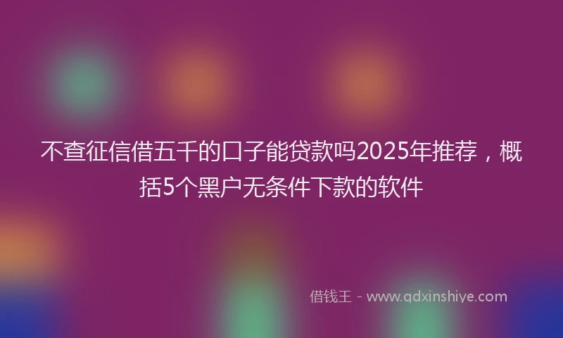 不查征信借五千的口子能贷款吗2025年推荐，概括5个黑户无条件下款的软件