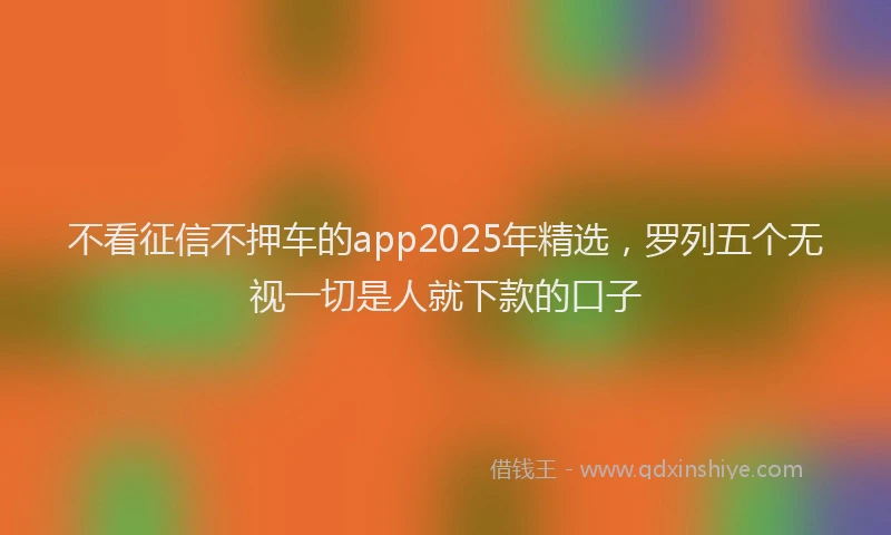 不看征信不押车的app2025年精选，罗列五个无视一切是人就下款的口子