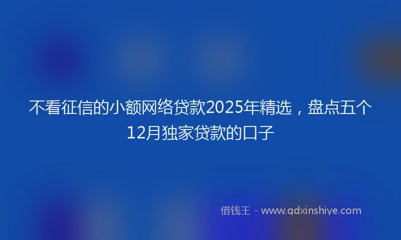 不看征信的小额网络贷款2025年精选，盘点五个12月独家贷款的口子