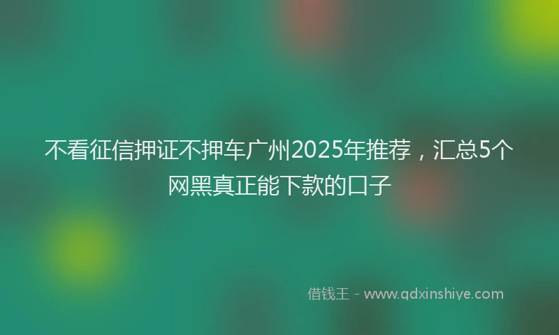 不看征信押证不押车广州2025年推荐，汇总5个网黑真正能下款的口子