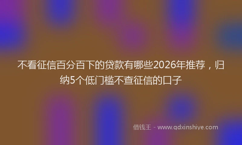 不看征信百分百下的贷款有哪些2026年推荐，归纳5个低门槛不查征信的口子