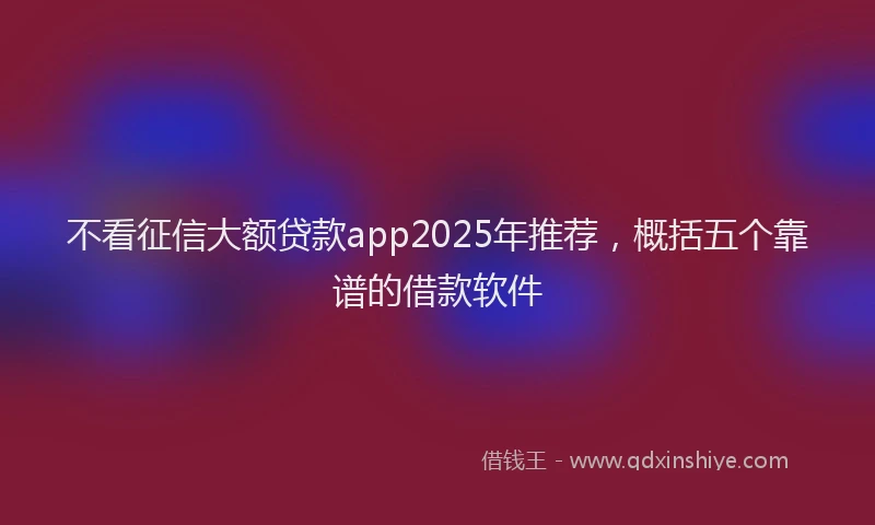 不看征信大额贷款app2025年推荐，概括五个靠谱的借款软件