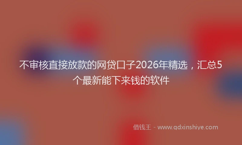 不审核直接放款的网贷口子2026年精选，汇总5个最新能下来钱的软件