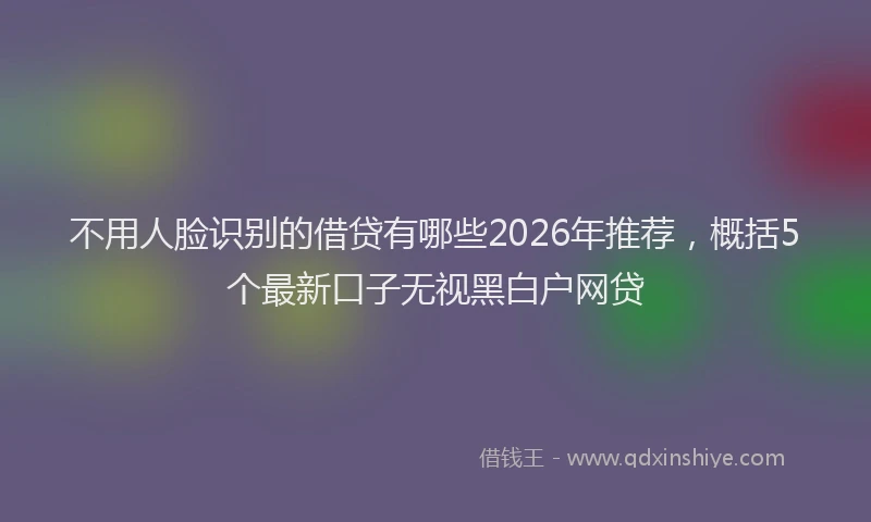 不用人脸识别的借贷有哪些2026年推荐，概括5个最新口子无视黑白户网贷