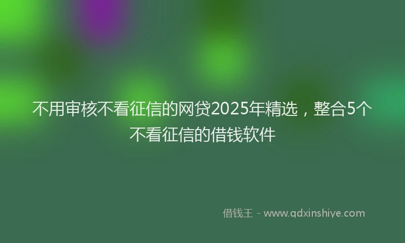 不用审核不看征信的网贷2025年精选，整合5个不看征信的借钱软件