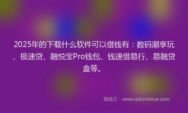 2025年的下载什么软件可以借钱有:数码潮享玩、极速贷、融悦宝Pro钱包、钱速借易行、易融贷盒等。