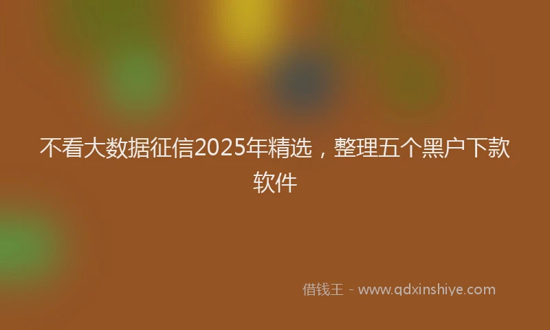 不看大数据征信2025年精选，整理五个黑户下款软件