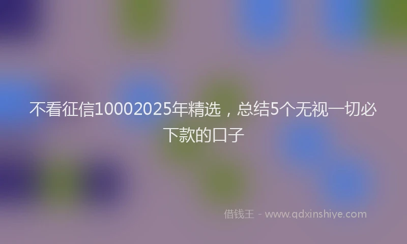 不看征信10002025年精选，总结5个无视一切必下款的口子