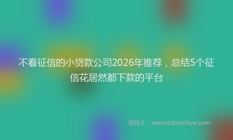 不看征信的小贷款公司2026年推荐，总结5个征信花居然都下款的平台