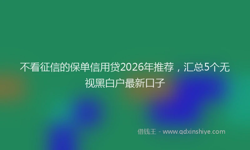 不看征信的保单信用贷2026年推荐,汇总5个无视黑白户最新口子