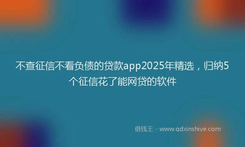 不查征信不看负债的贷款app2025年精选，归纳5个征信花了能网贷的软件