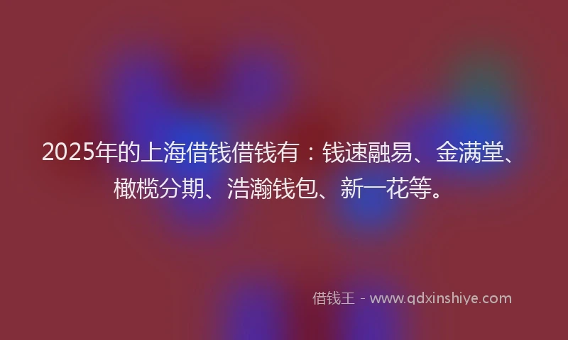 2025年的上海借钱借钱有：钱速融易、金满堂、橄榄分期、浩瀚钱包、新一花等。