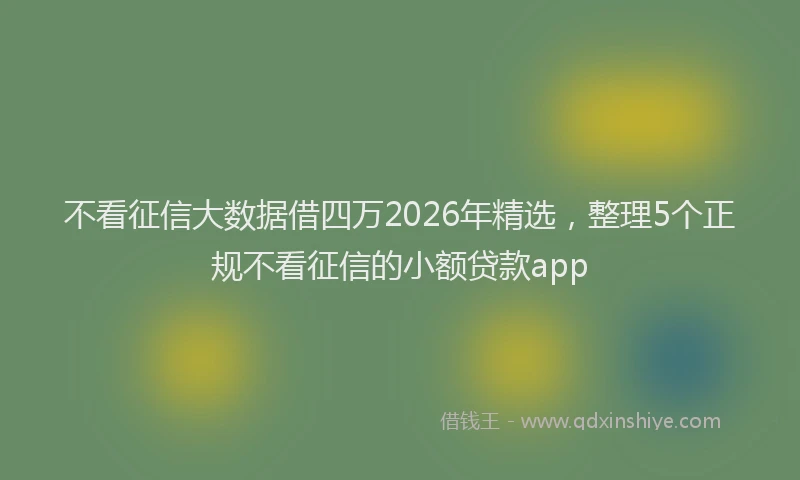 不看征信大数据借四万2026年精选，整理5个正规不看征信的小额贷款app