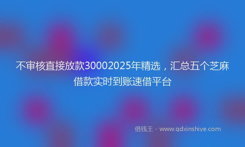 不审核直接放款30002025年精选，汇总五个芝麻借款实时到账速借平台