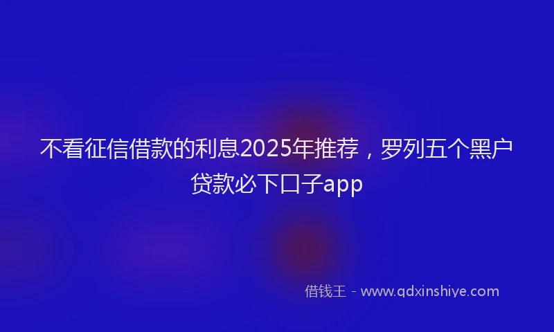 不看征信借款的利息2025年推荐，罗列五个黑户贷款必下口子app