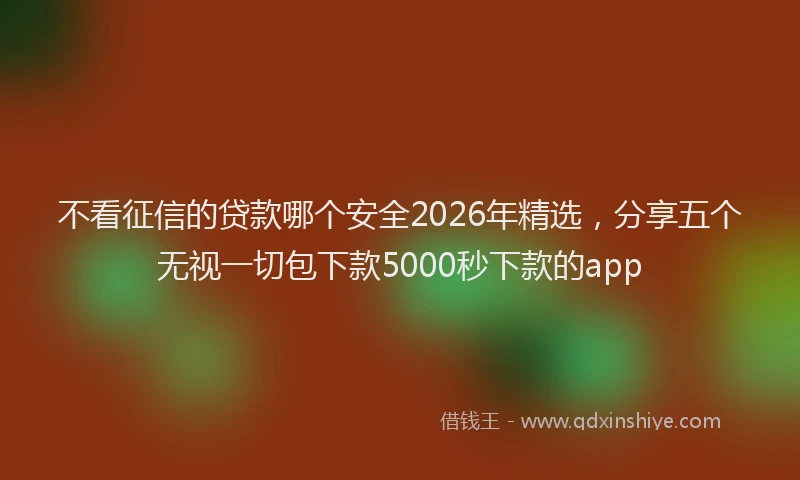不看征信的贷款哪个安全2026年精选，分享五个无视一切包下款5000秒下款的app