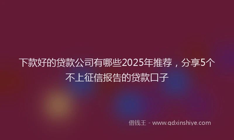 下款好的贷款公司有哪些2025年推荐，分享5个不上征信报告的贷款口子