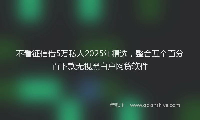 不看征信借5万私人2025年精选，整合五个百分百下款无视黑白户网贷软件