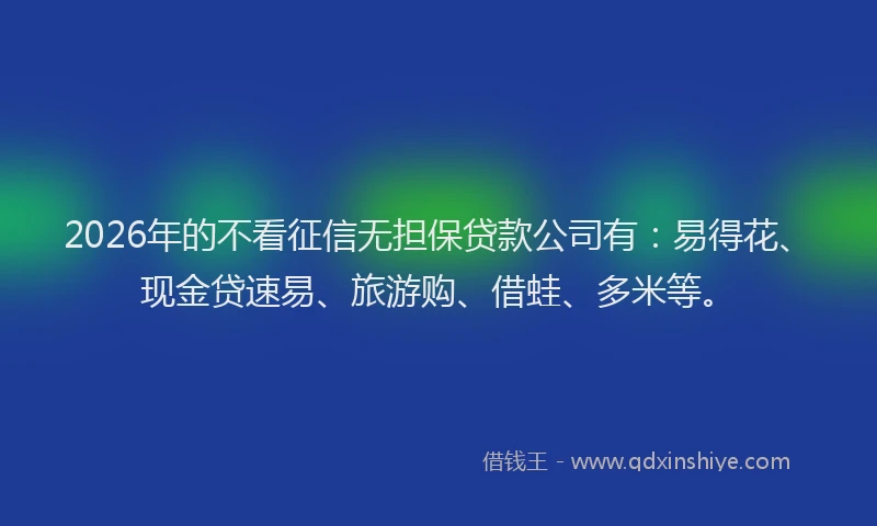 2026年的不看征信无担保贷款公司有:易得花、现金贷速易、旅游购、借蛙、多米等。
