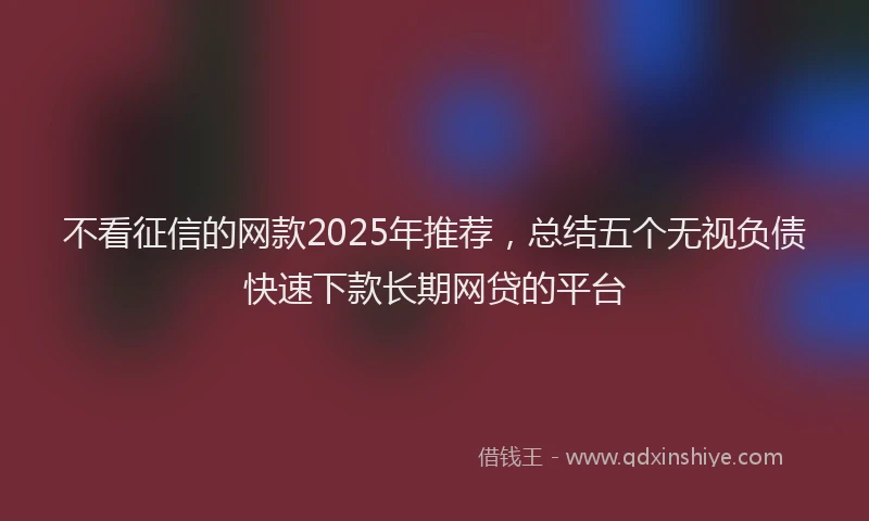 不看征信的网款2025年推荐，总结五个无视负债快速下款长期网贷的平台