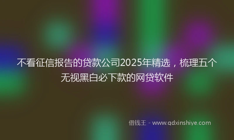 不看征信报告的贷款公司2025年精选，梳理五个无视黑白必下款的网贷软件