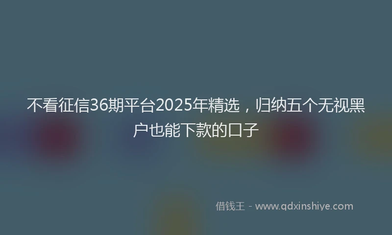 不看征信36期平台2025年精选，归纳五个无视黑户也能下款的口子