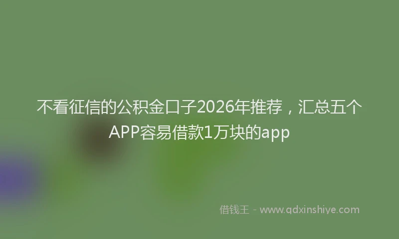 不看征信的公积金口子2026年推荐，汇总五个APP容易借款1万块的app
