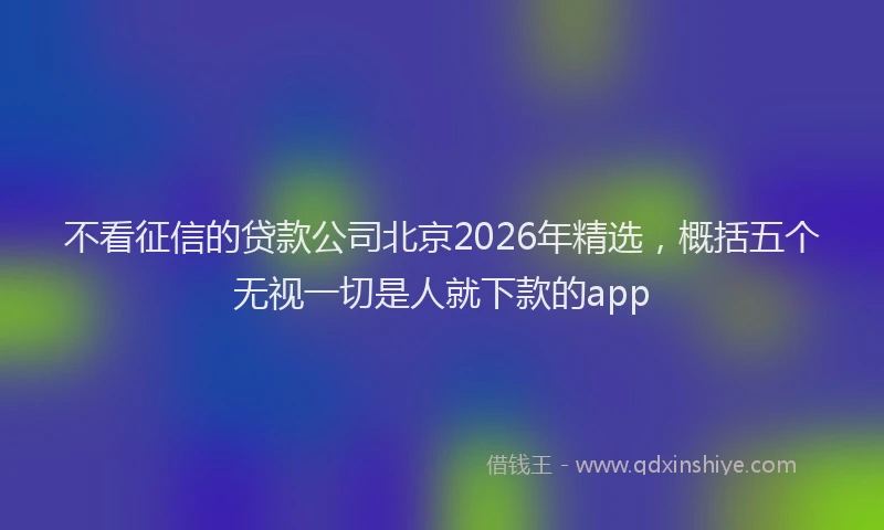 不看征信的贷款公司北京2026年精选，概括五个无视一切是人就下款的app
