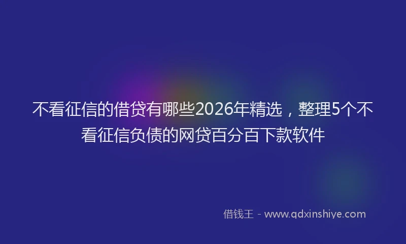 不看征信的借贷有哪些2026年精选，整理5个不看征信负债的网贷百分百下款软件