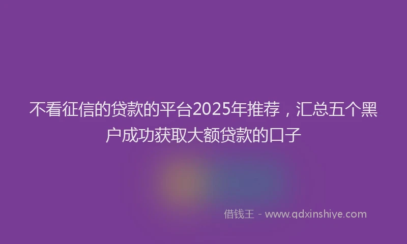 不看征信的贷款的平台2025年推荐，汇总五个黑户成功获取大额贷款的口子