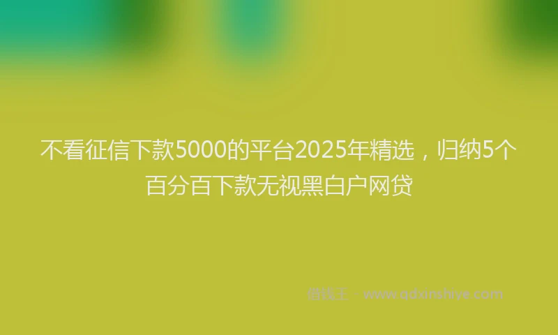 不看征信下款5000的平台2025年精选，归纳5个百分百下款无视黑白户网贷