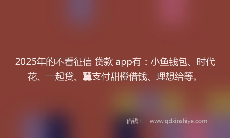 2025年的不看征信 贷款 app有：小鱼钱包、时代花、一起贷、翼支付甜橙借钱、理想给等。