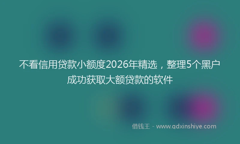 不看信用贷款小额度2026年精选,整理5个黑户成功获取大额贷款的软件