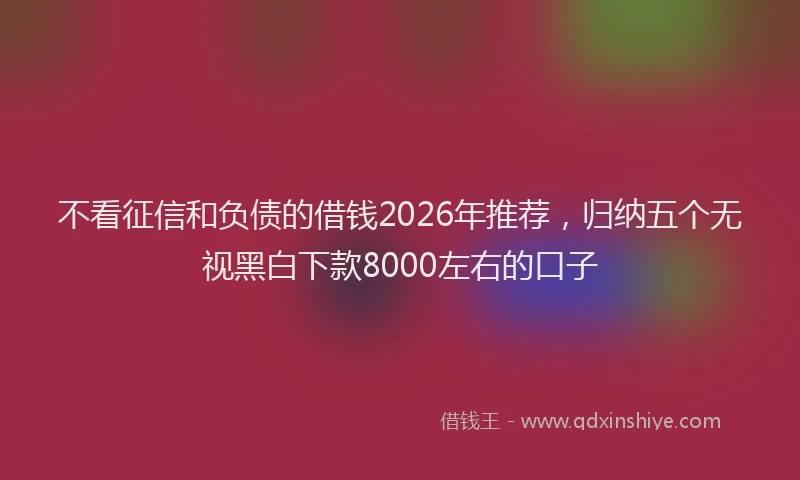 不看征信和负债的借钱2026年推荐,归纳五个无视黑白下款8000左右的口子