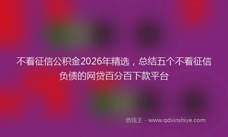 不看征信公积金2026年精选，总结五个不看征信负债的网贷百分百下款平台