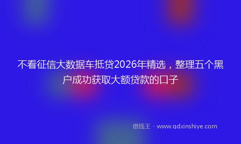 不看征信大数据车抵贷2026年精选，整理五个黑户成功获取大额贷款的口子