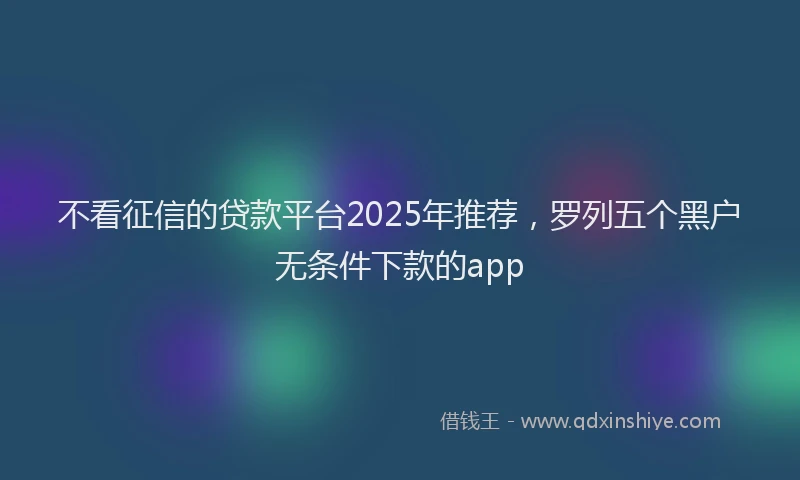 不看征信的贷款平台2025年推荐，罗列五个黑户无条件下款的app