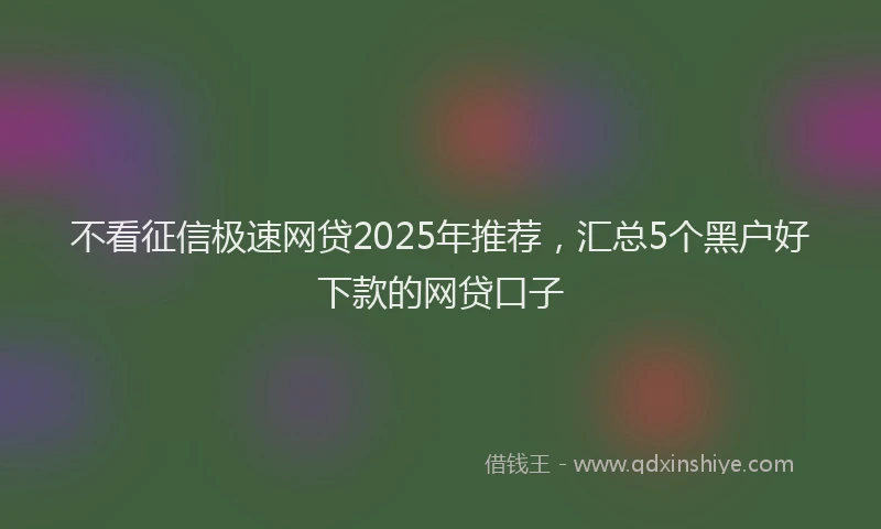 不看征信极速网贷2025年推荐，汇总5个黑户好下款的网贷口子