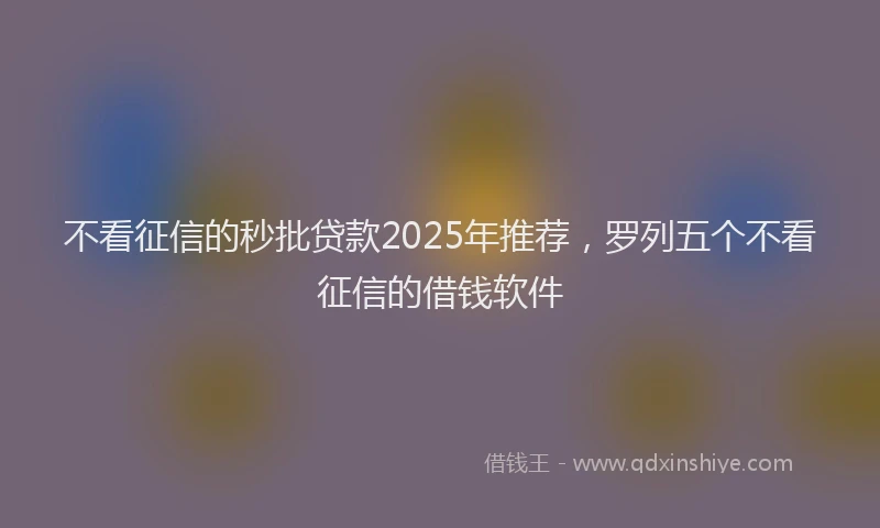 不看征信的秒批贷款2025年推荐，罗列五个不看征信的借钱软件
