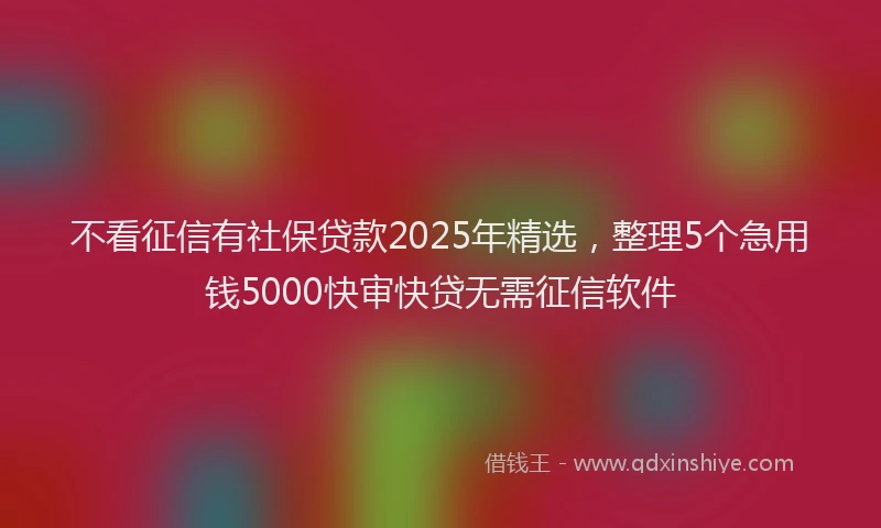 不看征信有社保贷款2025年精选，整理5个急用钱5000快审快贷无需征信软件