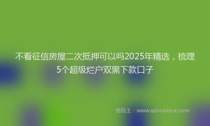 不看征信房屋二次抵押可以吗2025年精选，梳理5个超级烂户双黑下款口子