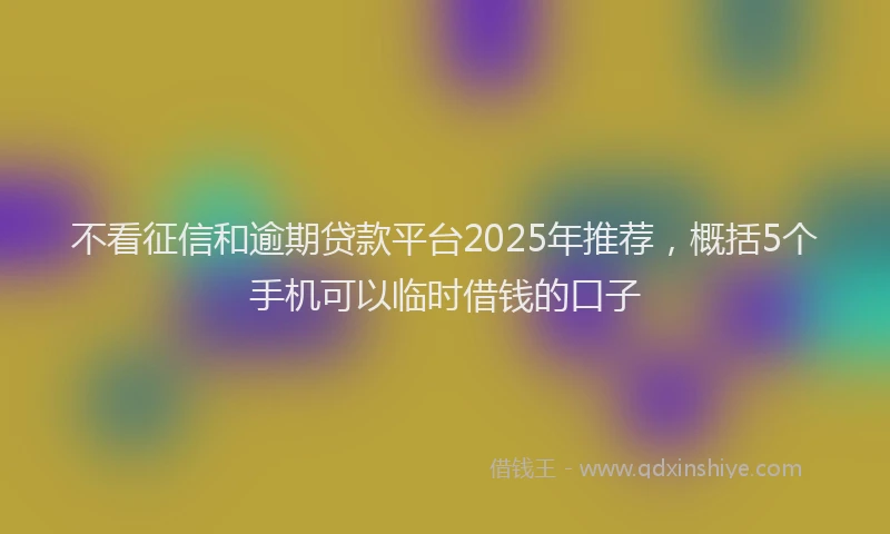 不看征信和逾期贷款平台2025年推荐，概括5个手机可以临时借钱的口子