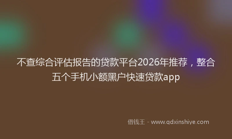 不查综合评估报告的贷款平台2026年推荐，整合五个手机小额黑户快速贷款app
