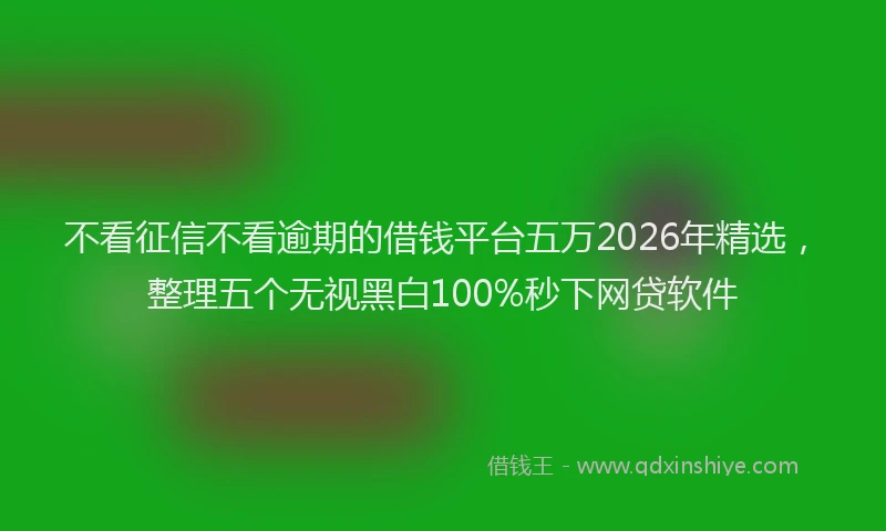 不看征信不看逾期的借钱平台五万2026年精选，整理五个无视黑白100%秒下网贷软件