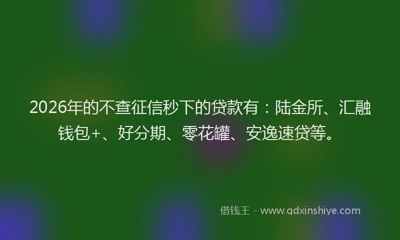 2026年的不查征信秒下的贷款有：陆金所、汇融钱包+、好分期、零花罐、安逸速贷等。