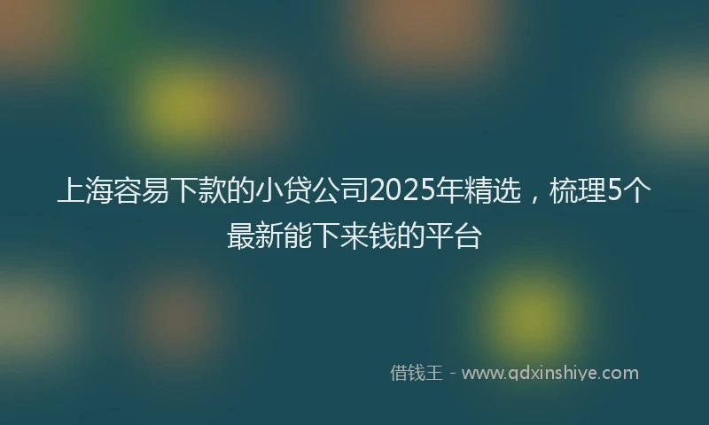 上海容易下款的小贷公司2025年精选，梳理5个最新能下来钱的平台