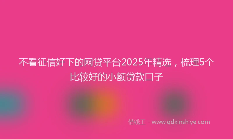 不看征信好下的网贷平台2025年精选，梳理5个比较好的小额贷款口子