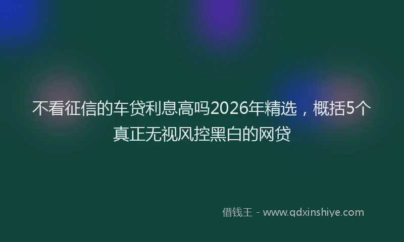不看征信的车贷利息高吗2026年精选，概括5个真正无视风控黑白的网贷