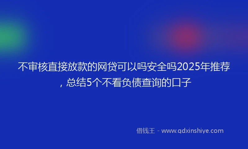 不审核直接放款的网贷可以吗安全吗2025年推荐，总结5个不看负债查询的口子
