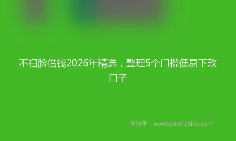 不扫脸借钱2026年精选，整理5个门槛低易下款口子